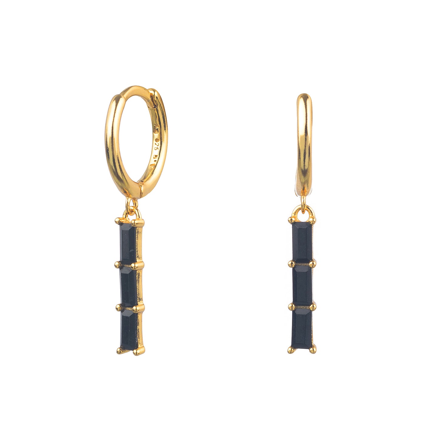 PENDIENTES BLACK MANHATTAN GOLD