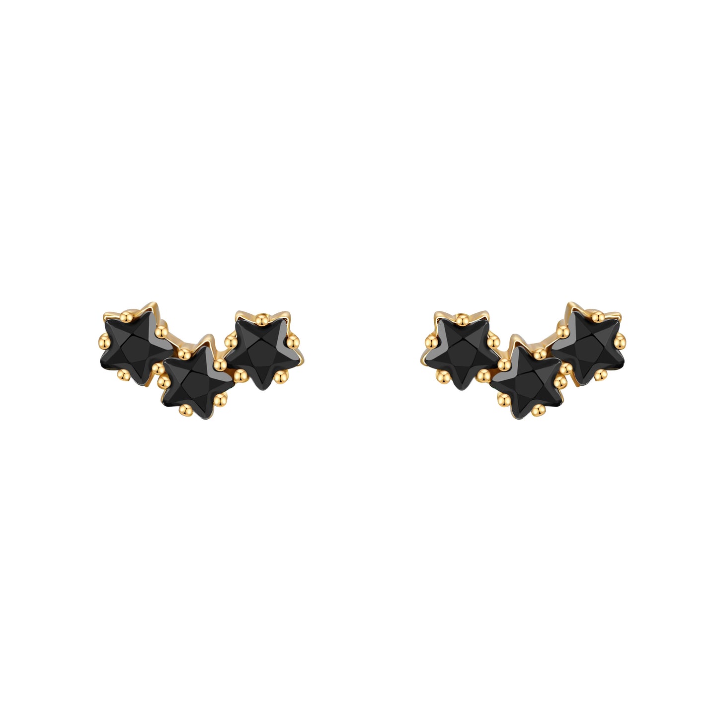 PENDIENTES BLACK MINI STARS GOLD