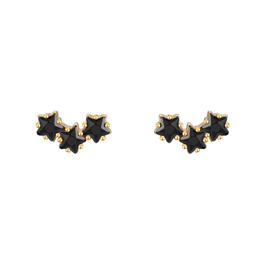 PENDIENTES BLACK MINI STARS GOLD