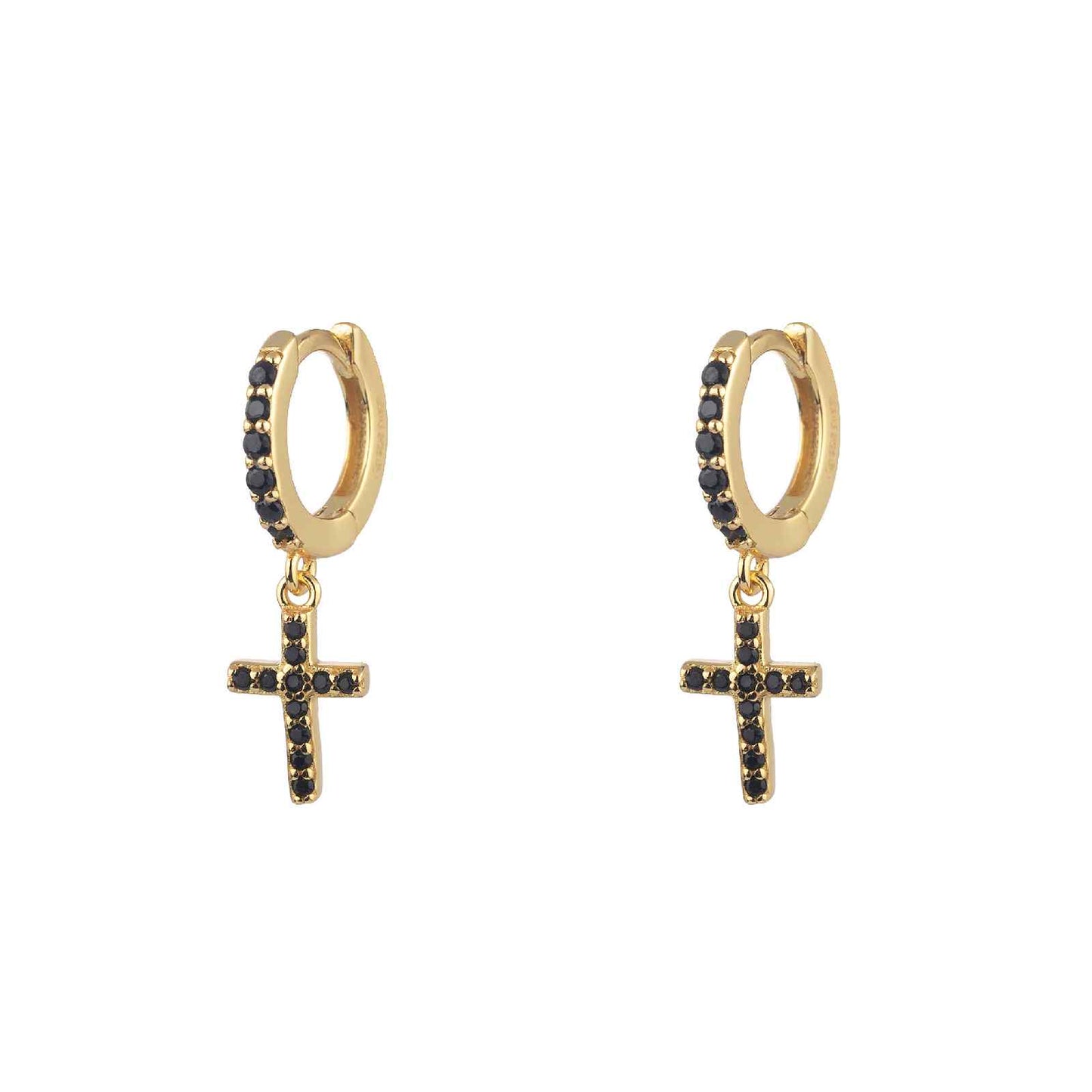 PENDIENTES BLACK CROSS GOLD